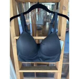NEW All In Motion M Sports Bra Ribbed Seamless Black Medium Support Padded